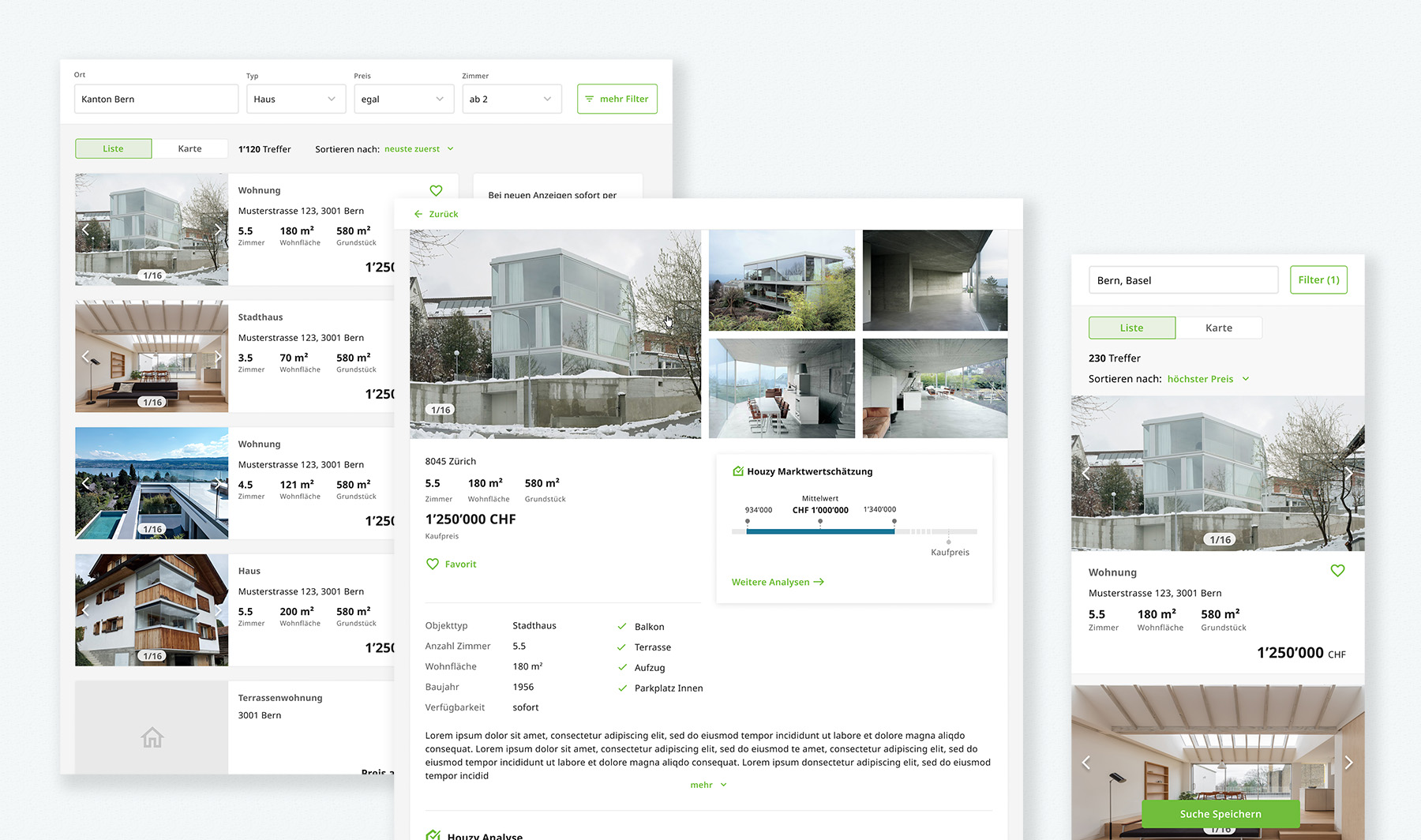 Property search design for Desktop and mobile