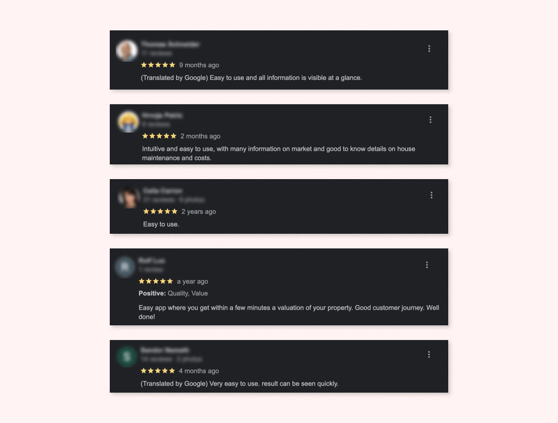 Reviews from google